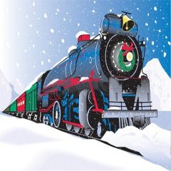 Snowy Locomotive Photography Scenery Backdrop Train Theme Banner MNH-118