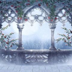 Corridor With Rose Photography Scenery Backdrop Arches or Pillars Theme Banner MNH-139