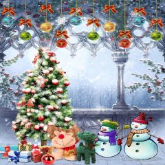 Christmas Corridor Photography Scenery Backdrop Christmas Theme Banner MNH-140