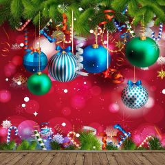 Christmas Balls Photography Scenery Backdrop Christmas Theme Banner MNH-144