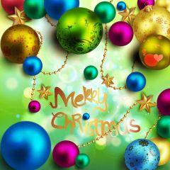 Colorful Christmas Balls Photography Scenery Backdrop Christmas Theme Banner MNH-145