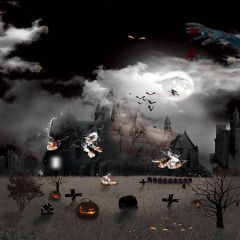 Scary Castle Photography Scenery Backdrop Halloween Theme Banner MNH-152