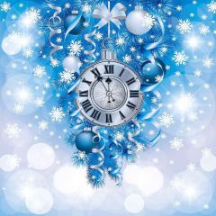 Christmas Clock Photography Scenery Backdrop Christmas Theme Banner MNH-157