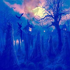 Scary Scarecrow Photography Scenery Backdrop Halloween Theme Banner MNH-160