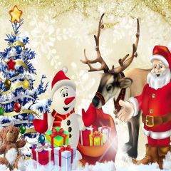 Santa Claus Photography Scenery Backdrop Christmas Theme Banner MNH-175