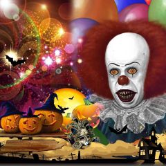 Halloween Clown Photography Scenery Backdrop Halloween Theme Banner MNH-178