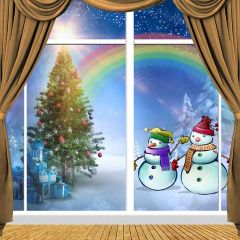 Snowmen Outdoors Photography Scenery Backdrop Christmas Theme Banner MNH-195