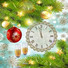 Christmas Clock Photography Scenery Backdrop Christmas Theme Banner MNH-200