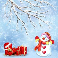 Cute Snowman Photography Scenery Backdrop Christmas Theme Banner MNH-210