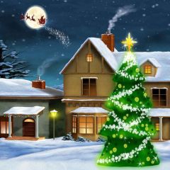Quiet Christmas Night Photography Scenery Backdrop Christmas Theme Banner MNH-212