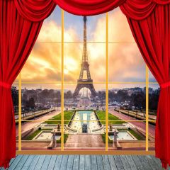 Eiffel Tower At Dawn Photography Scenery Backdrop Landmark Theme Banner MNH-228