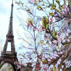 Spring Eiffel Tower Photography Scenery Backdrop Landmark Theme Banner MNH-230