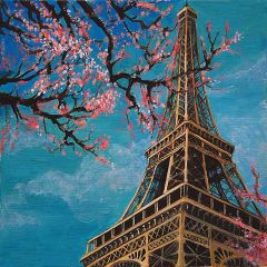 Oil Painting Eiffel Tower Photography Scenery Backdrop Landmark Theme Banner MNH-234