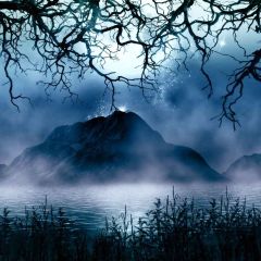 Moutain At Night Photography Scenery Backdrop Night Theme Banner MNH-245