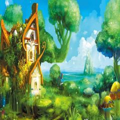 Dreamlike House Photography Scenery Backdrop Architectural Theme Banner MNH-249