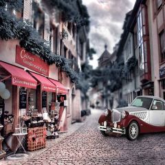 Retro Street Photography Scenery Backdrop Luxury Theme Banner MNH-363