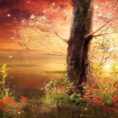 Romantic  Tree Photography Scenery Backdrop Nature Theme Banner MNH-367