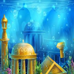 Undersea Castle Photography Scenery Backdrop Architectural Theme Banner MNH-381
