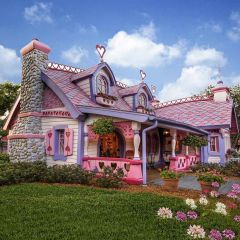 Cute House Photography Scenery Backdrop Architectural Theme Banner MNH-405