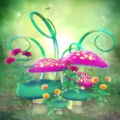 Cute Mushroom Photography Scenery Backdrop Nature Theme Banner MNH-408