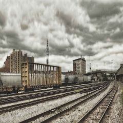 Retro Rail Photography Scenery Backdrop Architectural Theme Banner MNH-412