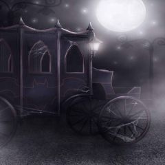 Halloween Carriage Photography Scenery Backdrop Halloween Theme Banner MNH-427
