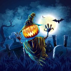 Pumpkin Tomb Photography Scenery Backdrop Halloween Theme Banner MNH-444