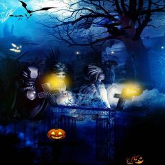 Spooky Tomb Photography Scenery Backdrop Halloween Theme Banner MNH-448