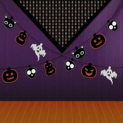 Spooky Pumpkin Decoration Photography Scenery Backdrop Halloween Theme Banner MNH-457