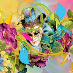 Mask Leaves Colour Rope Photography Scenery Backdrop Masquerade Theme Banner MNH-693