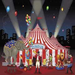 Circus Elephant Lion Clown Balloon Photography Scenery Backdrop Circus Show Theme Banner MNH-701