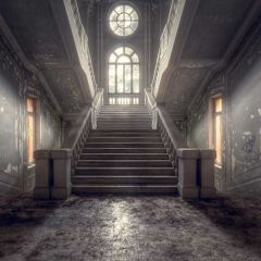 Stairs Window Door Photography Scenery Backdrop Stairs Theme Banner MNH-709