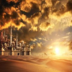 Sunset Cloud Castle Sand Photography Scenery Backdrop Desert Landscape Theme Banner MNH-717