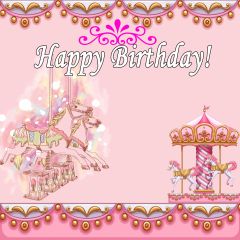 Happy Birthday Whirligig Horse Flower Pattern Photography Scenery Backdrop Birthday Party Theme Banner MNH-723