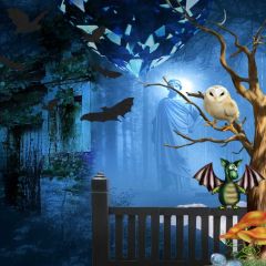 Bird Sculpture Tree Bird Photography Scenery Backdrop Fantasy Theme Banner MNH-729