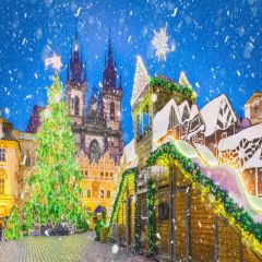 Castle Christmas Tree Star Photography Scenery Backdrop Cartoon Theme Banner MNH-740