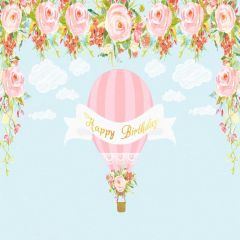 Flower Hot Air Balloon Cloud Photography Scenery Backdrop Birthday Party Theme Banner MNH-744