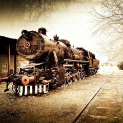 Train Tree Photography Scenery Backdrop Train Theme Banner MNH-778