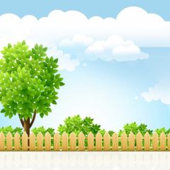 Tree Fence Photography Scenery Backdrop Cartoon Theme Banner MNH-785