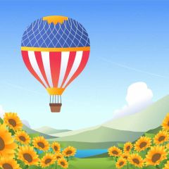 Ballon Sunflower Photography Scenery Backdrop Cartoon Theme Banner MNH-790
