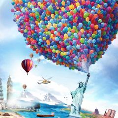 Ballon The Statue Of Liberty Photography Scenery Backdrop Landmark Theme Banner MNH-792