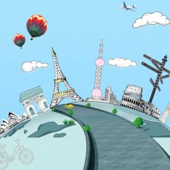 Sky Building Photography Scenery Backdrop Landmark Theme Banner MNH-793