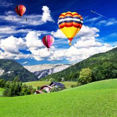 Ballon Grass Photography Scenery Backdrop Nature Theme Banner MNH-800