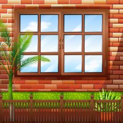 Window Fence Tree Photography Scenery Backdrop Wall Theme Banner MNH-815