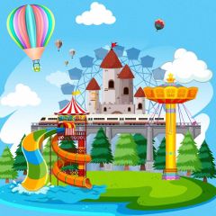 Circus Ballon Photography Scenery Backdrop Circus Show Theme Banner MNH-816
