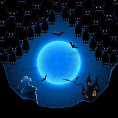 Halloween Bat Moon Grave Photography Scenery Backdrop Halloween Theme Banner MNH-824