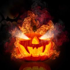 Lantern Fire Light Photography Scenery Backdrop Halloween Theme Banner MNH-826