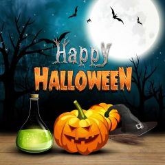 Pumpkin Lamp Halloween Photography Scenery Backdrop Halloween Theme Banner MNH-838