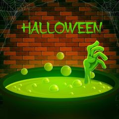 Halloween Green Photography Scenery Backdrop Halloween Theme Banner MNH-852