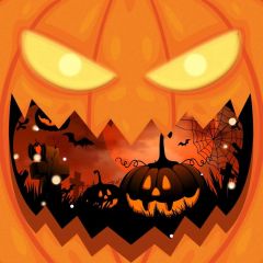 Halloween Pumpkin Lamp Photography Scenery Backdrop Halloween Theme Banner MNH-856
